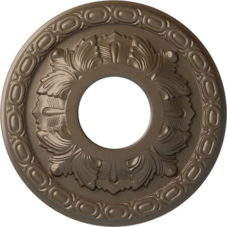 Ekena Millwork Leaf Ceiling Medallion (Fits Canopies up to 4 3/4"), 11 3/8"OD x 3 5/8"ID x 1 1/8"P, Warm Silver CM11LFWSS